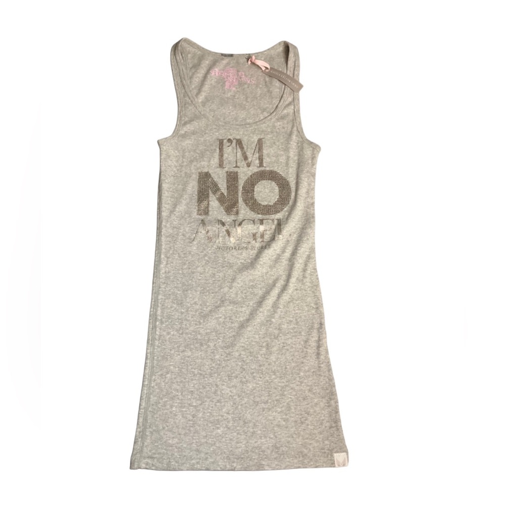 VICTORIA SECRET SUPERMODEL ESSENTIALS GREY TANK TOP WITH BLING